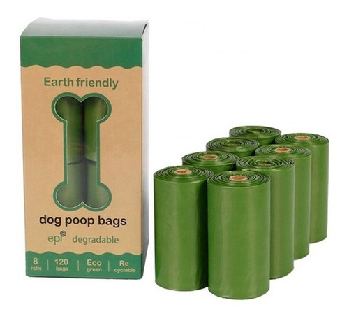 Imagen 1 de 8 de Bolsas De Basura Para Mascotas 8 Rollos Biodegradable 120und