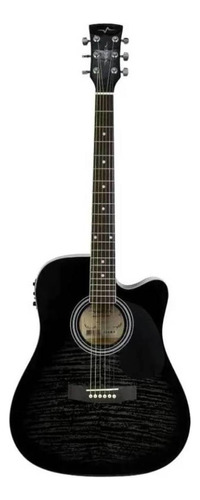 Violão eletroacústica Vogga VCK370 para destros black flamed