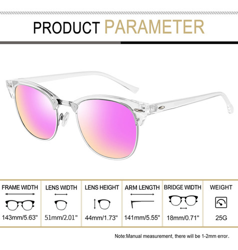 Lentes De Sol Mujer Hombre Polarizados De Moda Anti Luz Solar Proteger Ojos Transparente Clásico Cuadrados Uv400 Espejo Diseño Rosa/blanco De Moda Para Fiesta Playa Tomar Fotos Bloquear UV