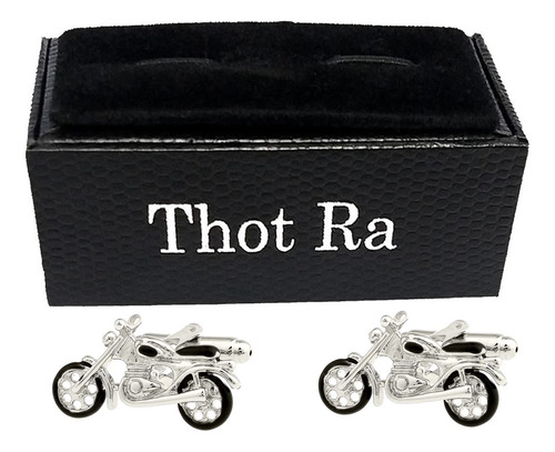 Mancuernillas Thot Ra Figura De Motocicleta Moto F-082 Color Plateado