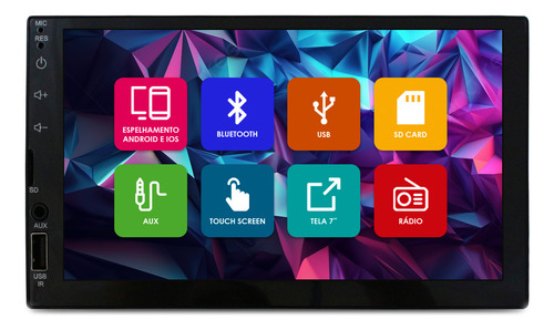Kit Mp5 2din 7 Pol Htech Full Bluetooth Espelha Android Ios