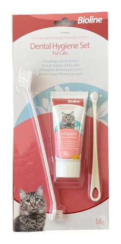 Set De Higiene Dental Con Cepillo Para Mascota Gato Bioline 