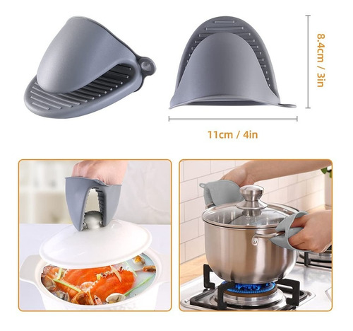 de silicona para cocina y horno 20,8 x 34,8 cm Juego de 2 guantes de cocina resistentes al calor color gris