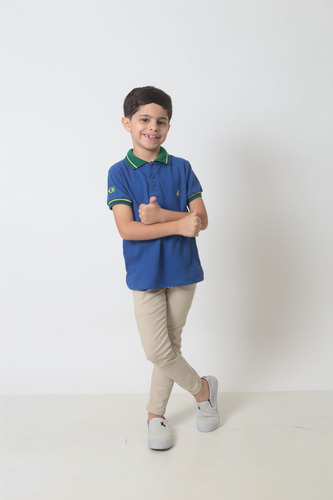 Camisa Polo Ou Body Polo Infantil Azul Royal