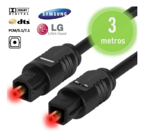 Cabo De Audio Óptico Digital Toslink 3 Metros Tv Som Home