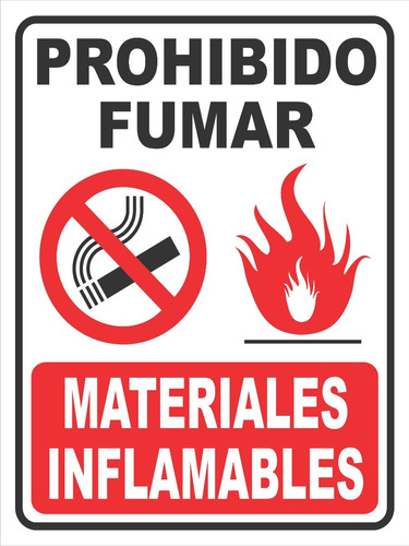 Cartel Prohibido Fumar Materiales Inflamables 22x28 Cm 