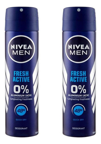 Paquete (2 X 150 Ml Desodorante Spray Nivea Fresh Active Niv