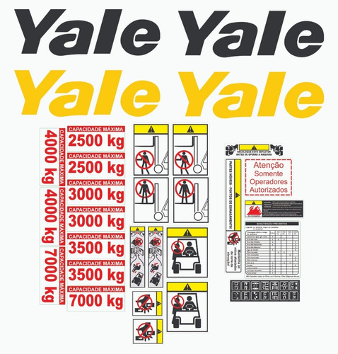 Kit Adesivo Para Empilhadeira Yale Completo + Etiquetas 