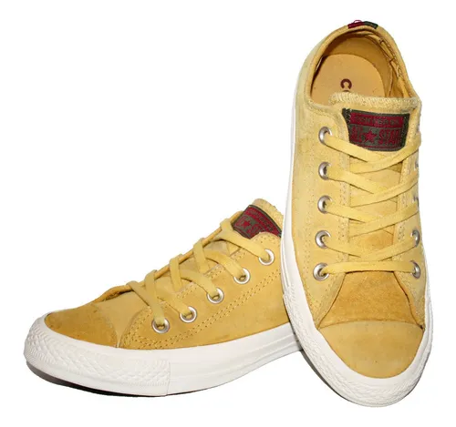 Remate Tenis Converse Piel Gamuza Amarillo Mostaza 22.5 Cm
