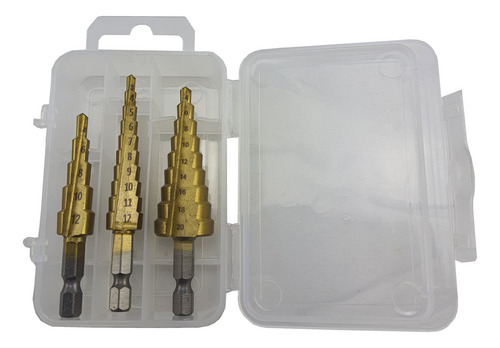 Kit 3pcs Broca Hss Hexagonal De Titânio Cônicas