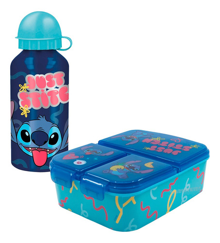 Stitch Disney Lunchera Sandwichera Infantil Botella Aluminio