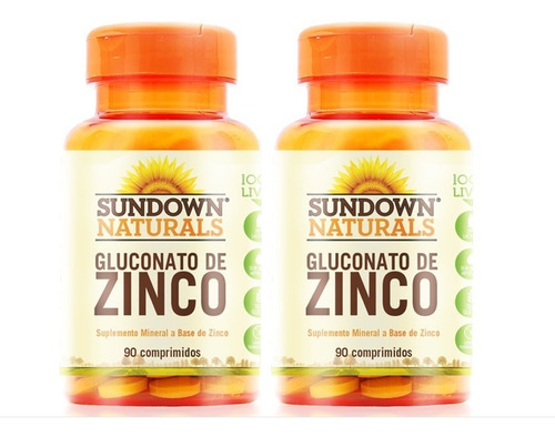 Zinco Sundown Importado Combo 2 (180 C) Gluconato De Zinco