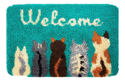 Cat Latch Hook Rug Kit Rug Making Crochet Carpet Manta Kit