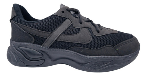 Tenis Panam Halcon Deportivo Plataforma Negro Monocromo