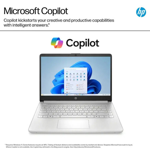 Notebook Hp 14 Intel N105 4gb 128gb Ufs W11 Plateada