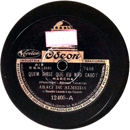 78 Rpm Aracy De Almeida 1943 Selo Odeon 12405