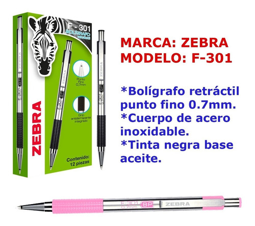 Boligrafo Acero Zebra 301 2 Pzas Especial Incluye Envio