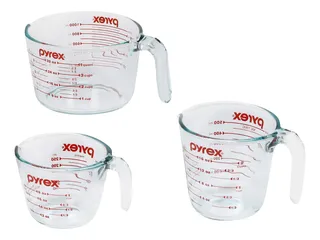 Pyrex Juego De 3 Tazas Medidoras 32 16 8 Oz Vidrio