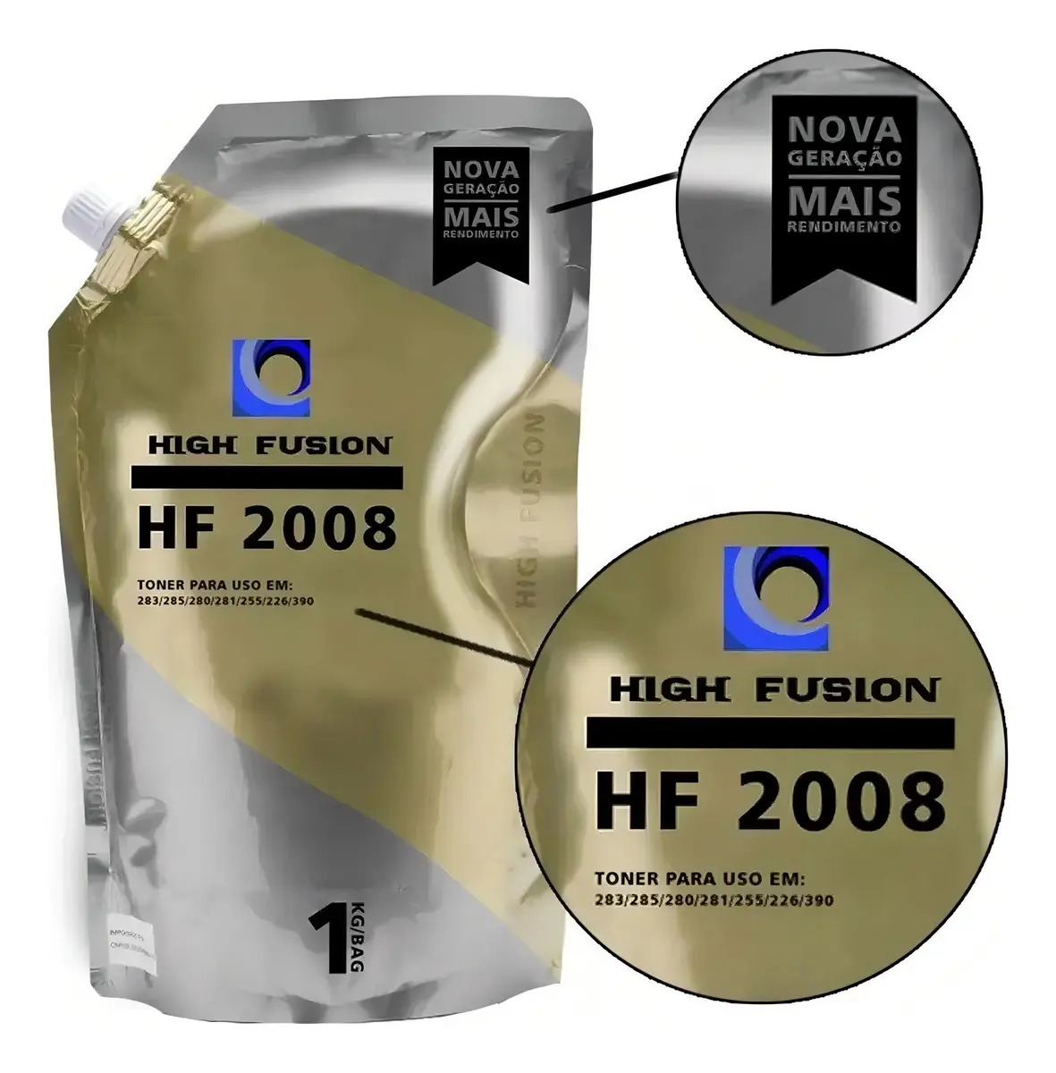 Pó de Toner High Fusion HF2008 Cartucho Para HP 1kg Preto