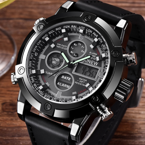 H Watch A1032 Luxury Dual Movt Hombres Cuero Quarz Analógico