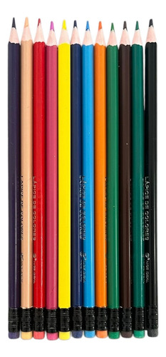 Lápiz De Madera 12 Lápices Colores Forma Triangular Con Goma