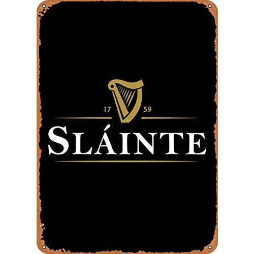 Cartel Metálico Retro De Guinness Slainte, Placa Vinta...