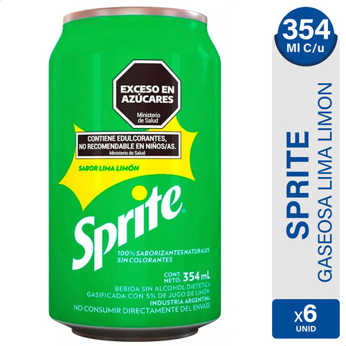 Sprite Lima Limon Lata Gaseosa Original - Pack X6 Unidades