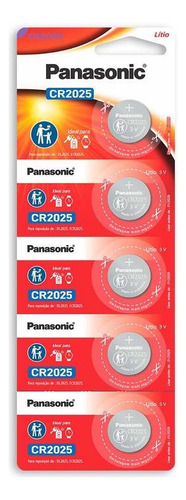 Pilha Panasonic Lithium Cr2025 3v Cartela Com 5