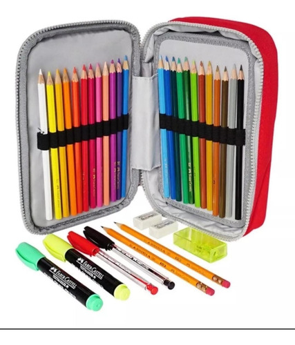 Estuche Escolar Faber Castell Kit Con 34 Piezas Colores