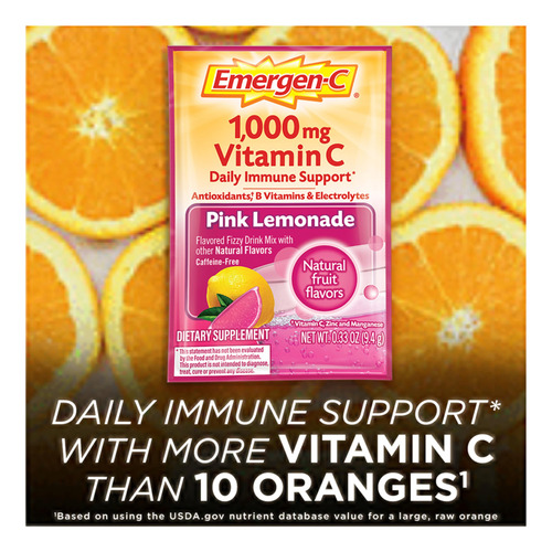 Emergen-c Polvo Vitamina C 1000 Mg Limonada Rosa 30 Sobres