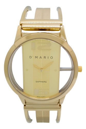 Reloj Dmario Ze1168 Dorado Cristal Zafiro 100% Original 