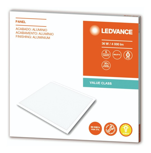 Imagen 2 de 5 de Panel De Led 60x60 Ledvance 36w Luz Calida Embutir 3000k