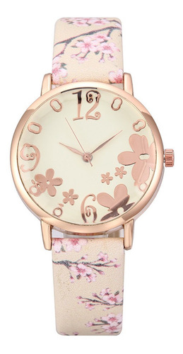 Reloj De Cuarzo Mujer En Relieve Flores Pequeñas Frescas Imp