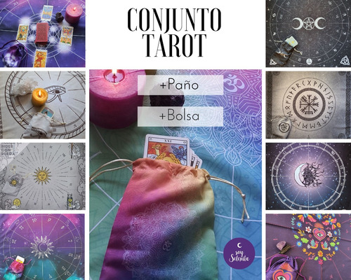Paño Tarot (rueda Astrológica) + Bolsa (para Cartas)