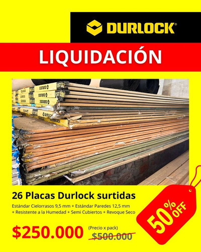 Liquido Stock Surtido De Placas Durlock Oferta