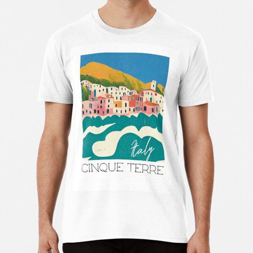 Remera Cinque Terre Italy Travel Poster Retro Wall Art Algod