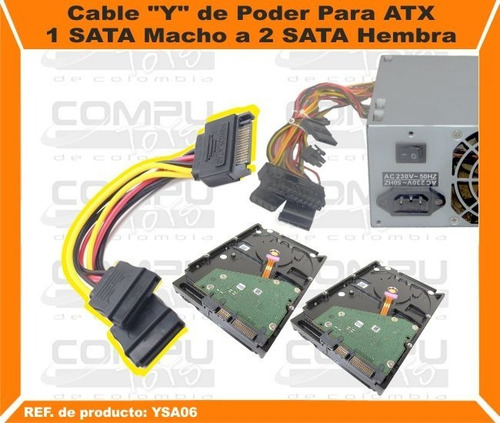Cable Poder Sata Macho A 2 Hembras Ref: Ysa06 Computoys Sas