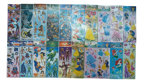 120 Cartelas Adesivo Infantil Princesas E Super Heróis