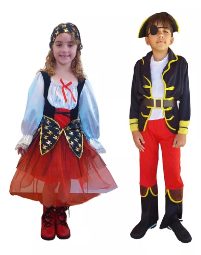 Fantasia Pirata Infantil Menino E Menina - Kit 2 Fantasias