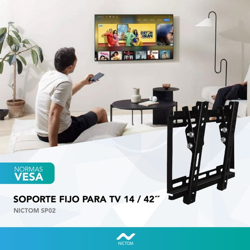Soporte Nictom Sp02 De Pared Para Tv/monitor De 14 A 42 Color Negro