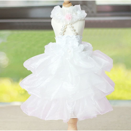 Imagen 2 de 7 de Worderful Vestido De Novia Para Perro Con Collar De Perla...