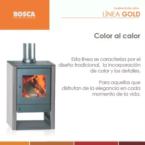 Salamandra Bosca Gold 380 Ac Inox Estufa Leña Acero