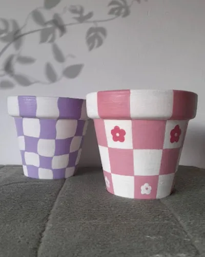 Maceta De Barro Pintada A Mano N°12- Arrayan
