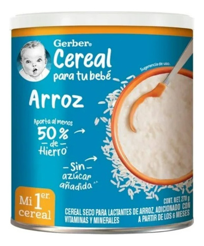 Gerber Cereal Arroz +6 Meses 1 Lata 270 G