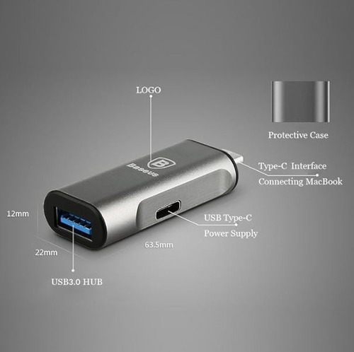 Hub Usb C Sharp Series Gris Oscuro Mini Portable - Baseus