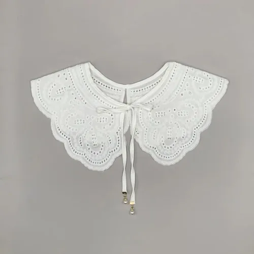 Mantón De Encaje Blanco Con Cuello Falso Y Volantes Ahuecado