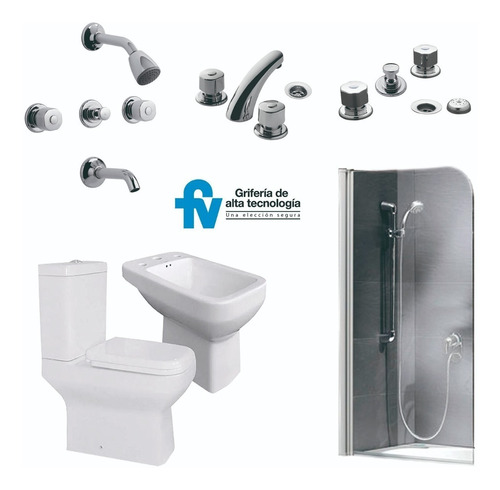 Combo De Baño Simple Inodoro Mampara Vanitory 40cm Espejo