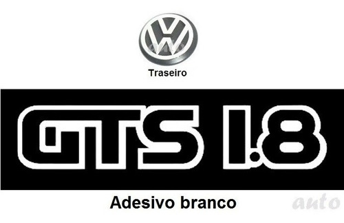 Emblema Vw Traseiro + Gts 1.8 Branco - Gol 1987 À 1990