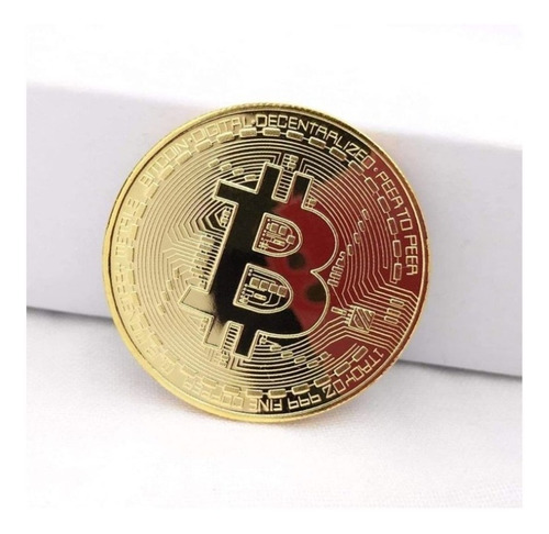 Moneda Bitcoin Metal Oro Colección Arte Decorativa Diseño 