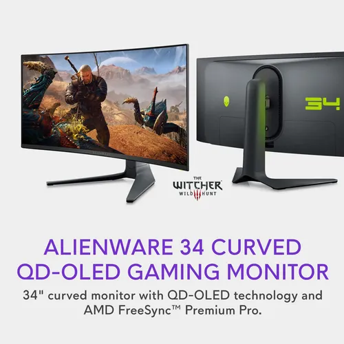Monitor De Jogos Qd-oled Curvo Alienware Aw3423dwf De 34 Preto